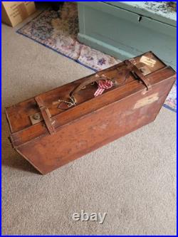 Vintage English travel leather trunk