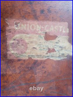 Vintage English travel leather trunk