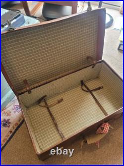 Vintage English travel leather trunk