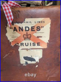 Vintage English travel leather trunk