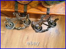 Vintage Forged Iron Wall Lights Old English Period Gothic Handmade Grey 2 Pairs
