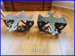 Vintage Forged Iron Wall Lights Old English Period Gothic Handmade Grey 2 Pairs