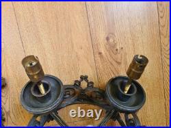 Vintage Forged Iron Wall Lights Old English Period Gothic Handmade Grey 2 Pairs