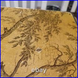 Vintage French/English Wooden Box With Chinoiserie Toile Paper Decor. 25x25x23