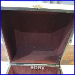 Vintage French/English Wooden Box With Chinoiserie Toile Paper Decor. 25x25x23