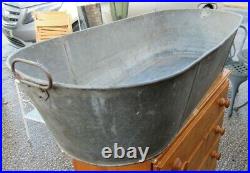 Vintage Galvanised Tin BathPlanterRusticLog BinDog BathLargeGood Condition