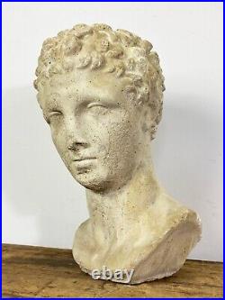 Vintage Garden Indoor Decorative Statue Classical Cast Stone Bust Young Athlete