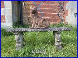 Vintage Garden Seat With Grey Squirrel Plinths