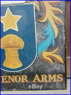 Vintage Grosvenor Arms Handpainted English Coat of Arms Pub Sign withHunting Dog