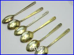 Vintage Hallmarked English Sterling Silver Set Of Six Enamel Tea Spoons Cased