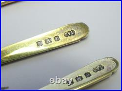 Vintage Hallmarked English Sterling Silver Set Of Six Enamel Tea Spoons Cased Vintage Hallmarked English Sterling Silver Set Of Six Enamel Tea Spoons Cased