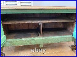 Vintage Industrial English Work Bench Shop Counter Kitchen Island Solid Oak Top