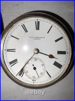 Vintage John Bennett London Antique Silver English Pocket Watch Male Accessory