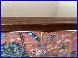 Vintage Large Framed Tapestry English Needlepoint The Lady and the Unicorn Lion