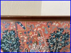 Vintage Large Framed Tapestry English Needlepoint The Lady & the Unicorn Lion