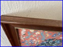 Vintage Large Framed Tapestry English Needlepoint The Lady & the Unicorn Lion