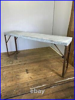 Vintage Long Large Industrial Console Bar Dining Kitchen Metal Zinc Top Table