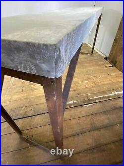 Vintage Long Large Industrial Console Bar Dining Kitchen Metal Zinc Top Table