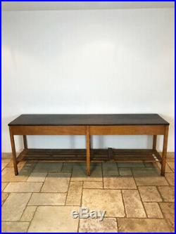 Vintage Long School Science Teak Top Lab Table Drapers Table 1950's