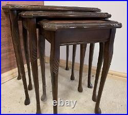 Vintage Nest Tables Side Occasional English Edward carved GLASS Tops
