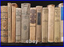 Vintage Neutral Books (25), Antique Farmhouse Book Decor, Shabby Neutral Books