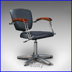 Vintage Office Chair, English, Industrial, Beech, Adjustable, Desk Seat, C. 1980