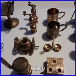 Vintage Old Antique Brass Tiny Miniature Dolls House Toys 20 Pieces Set BUNDLE