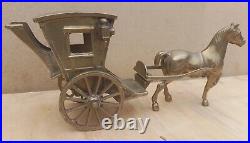 Vintage Old Antique Solid BRASS Horse closed carriage pulling cart Olde English