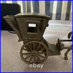 Vintage Old Antique Solid BRASS Horse closed carriage pulling cart Olde English