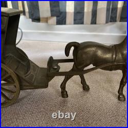 Vintage Old Antique Solid BRASS Horse closed carriage pulling cart Olde English