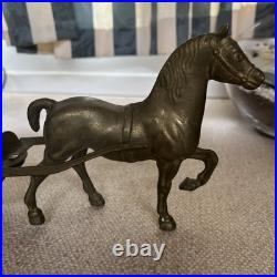 Vintage Old Antique Solid BRASS Horse closed carriage pulling cart Olde English