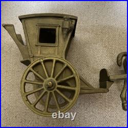 Vintage Old Antique Solid BRASS Horse closed carriage pulling cart Olde English