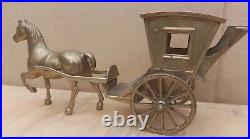 Vintage Old Antique Solid BRASS Horse closed carriage pulling cart Olde English