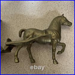 Vintage Old Antique Solid BRASS Horse closed carriage pulling cart Olde English