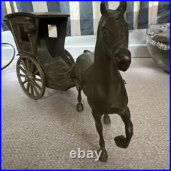 Vintage Old Antique Solid BRASS Horse closed carriage pulling cart Olde English