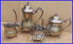 Vintage Old Antique brass tea pot coffee Decorative Set Victor Decadence silver