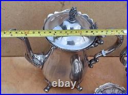 Vintage Old Antique brass tea pot coffee Decorative Set Victor Decadence silver