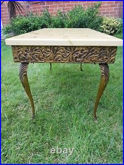 Vintage Onyx Brass And Gilt Metal Coffee Table Antique