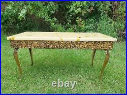 Vintage Onyx Brass And Gilt Metal Coffee Table Antique