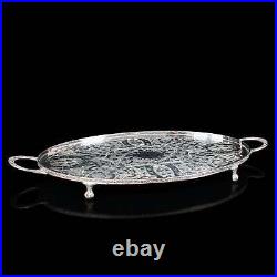 Vintage Oval Serving Tray, English, Silver Plate, Afternoon Tea, Viners, C. 1950