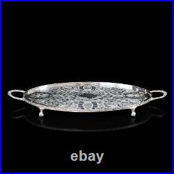 Vintage Oval Serving Tray, English, Silver Plate, Afternoon Tea, Viners, C. 1950