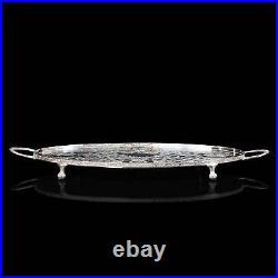 Vintage Oval Serving Tray, English, Silver Plate, Afternoon Tea, Viners, C. 1950