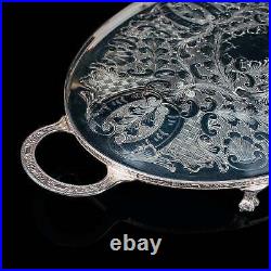 Vintage Oval Serving Tray, English, Silver Plate, Afternoon Tea, Viners, C. 1950