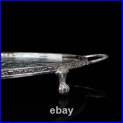 Vintage Oval Serving Tray, English, Silver Plate, Afternoon Tea, Viners, C. 1950