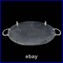 Vintage Oval Serving Tray, English, Silver Plate, Afternoon Tea, Viners, C. 1950