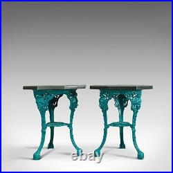 Vintage, Pair, Granite, Cafe, Table, English, Cast Iron, Garden, Dominic Hurley