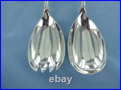 Vintage Pair Of Sterling Silver Old English Shell Salad Servers. Birmingham 1909