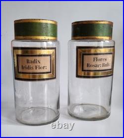 Vintage Pair of Large Antique 19thC. French Glass Apothecary Jars 24 cm High