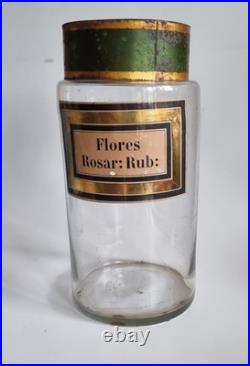 Vintage Pair of Large Antique 19thC. French Glass Apothecary Jars 24 cm High