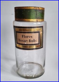 Vintage Pair of Large Antique 19thC. French Glass Apothecary Jars 24 cm High